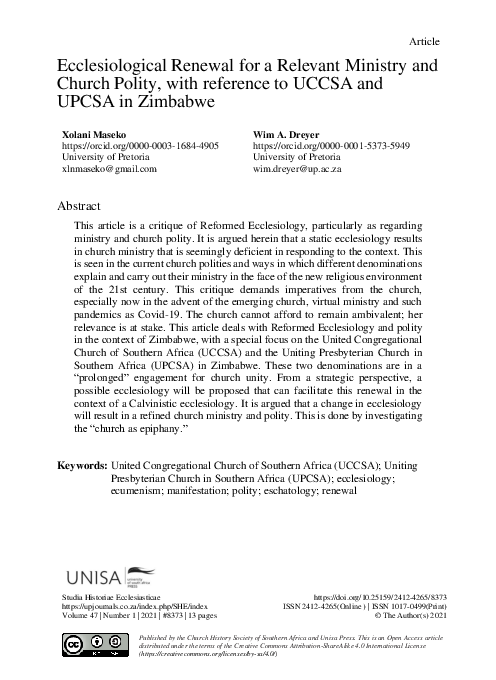 (PDF) Ecclesiological Renewal for a Relevant Ministry and Church Polity ...