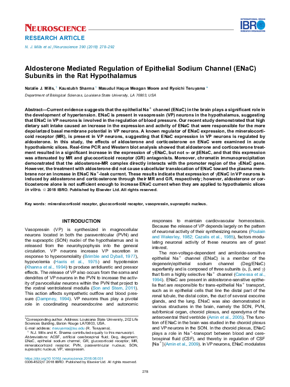 (PDF) Aldosterone Mediated Regulation of Epithelial Sodium Channel ...