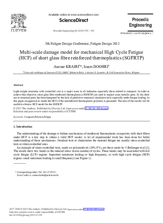 (PDF) Multi-scale Damage Model for Mechanical High Cycle Fatigue (HCF ...