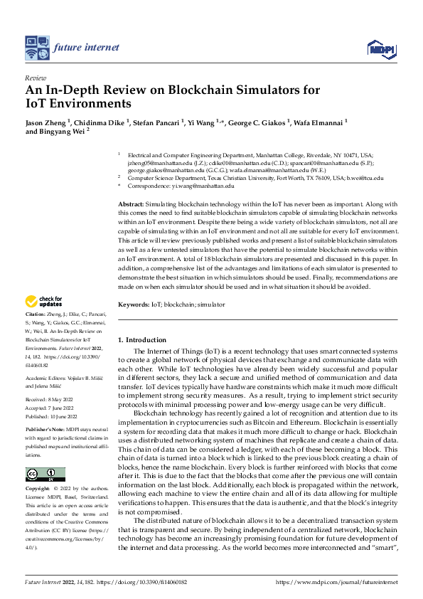(PDF) An In-Depth Review on Blockchain Simulators for IoT Environments