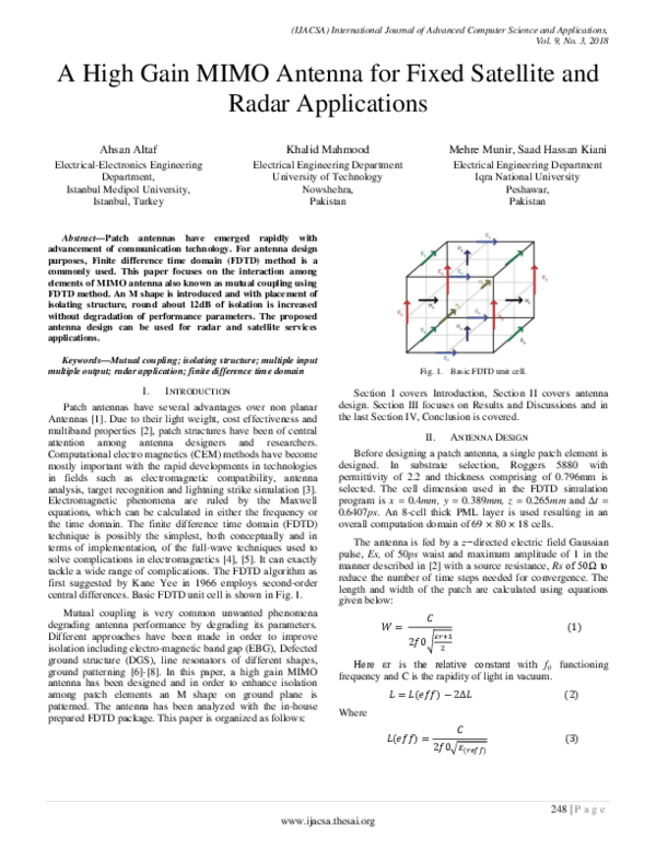 (PDF) A High Gain MIMO Antenna for Fixed Satellite and Radar Applications