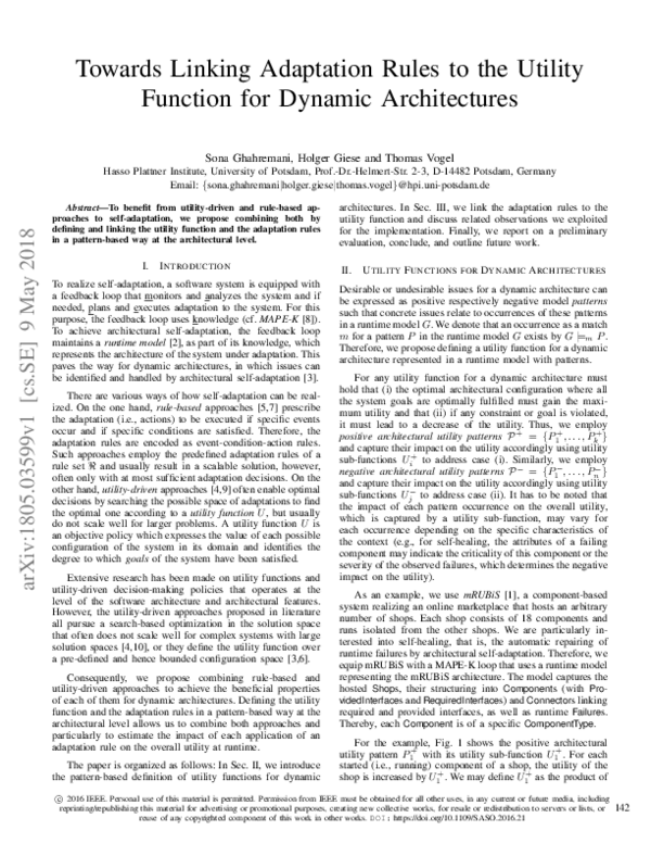 (PDF) Towards Linking Adaptation Rules to the Utility Function for ...