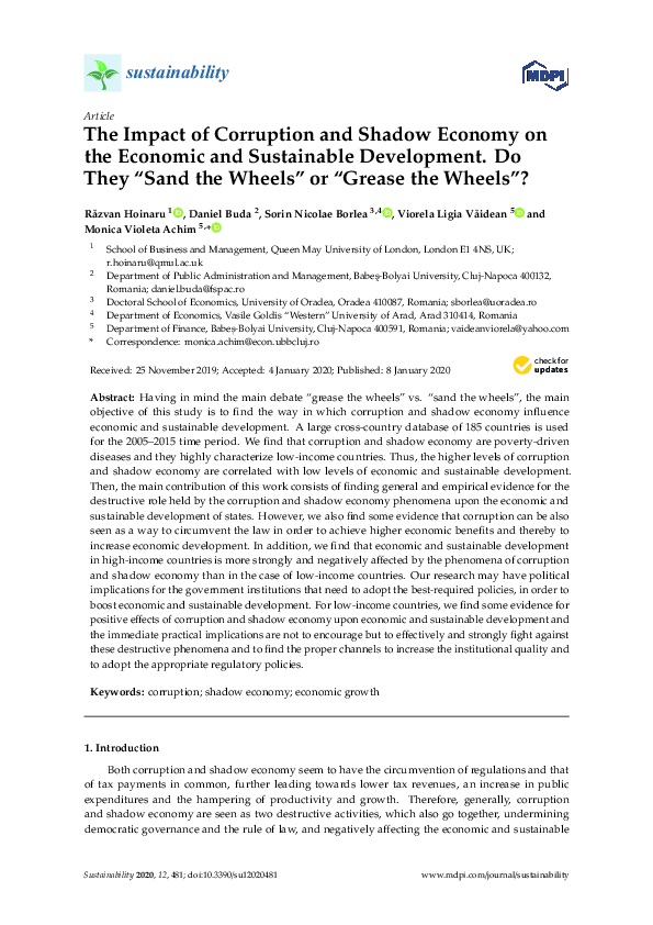 (PDF) The Impact of Corruption and Shadow Economy on the Economic and ...