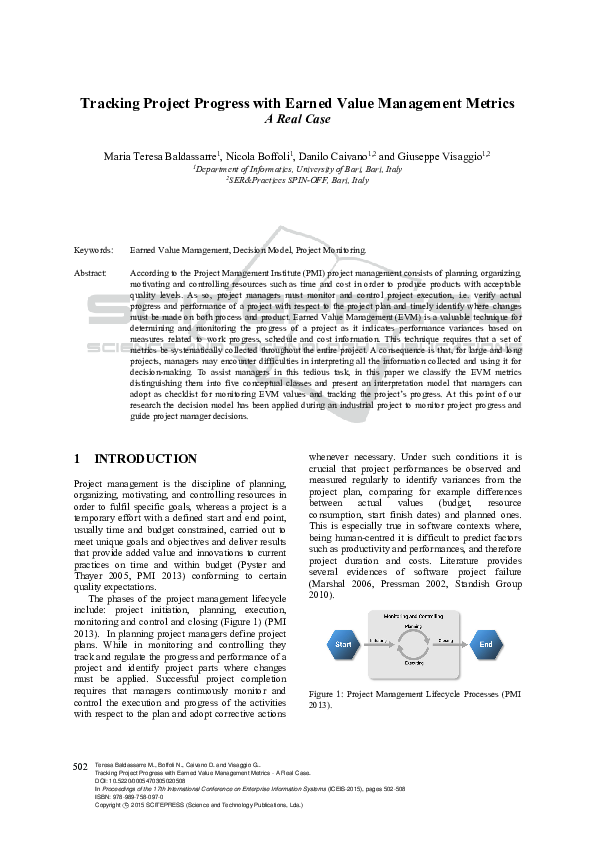 (PDF) Tracking Project Progress with Earned Value Management Metrics ...