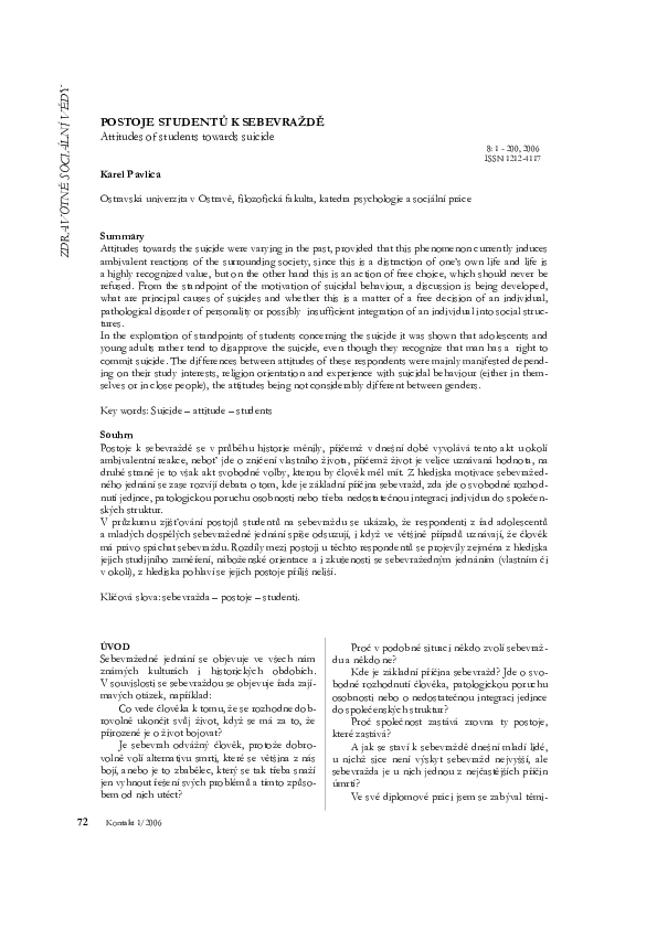 (PDF) Attitudes of students towards suicide