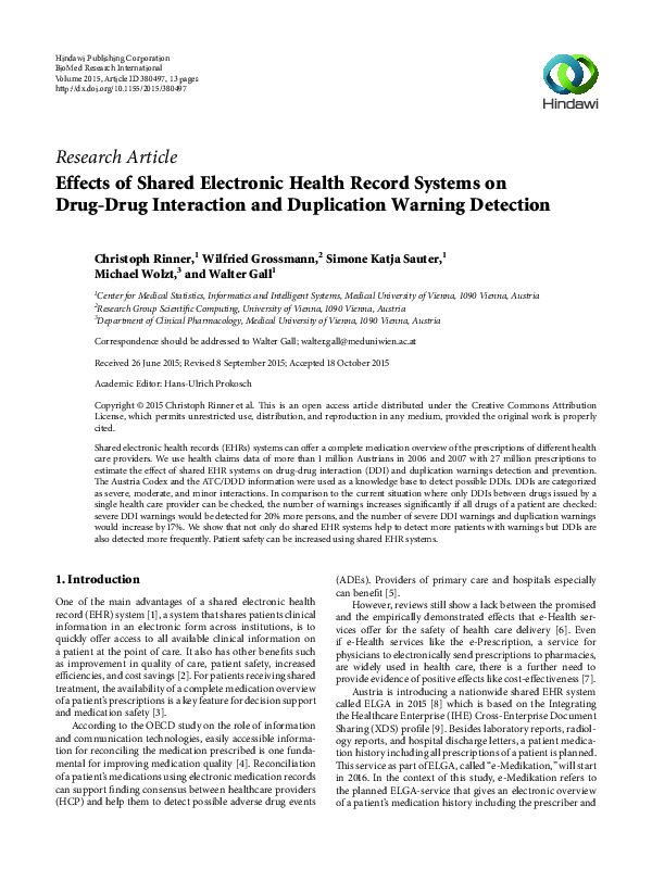 (PDF) Effects of Shared Electronic Health Record Systems on Drug-Drug ...