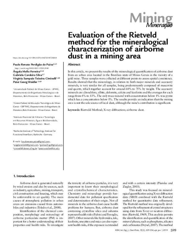 (PDF) Evaluation of the Rietveld method for the mineralogical ...
