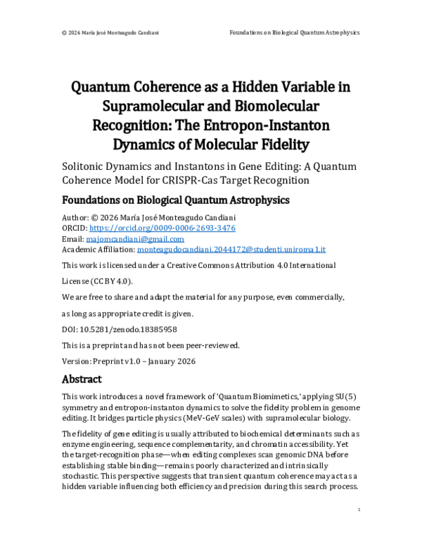 (PDF) Quantum Coherence as a Hidden Variable in Supramolecular and ...