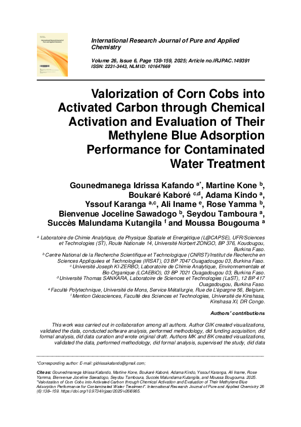 (PDF) Valorization of Corn Cobs into Activated Carbon through Chemical ...
