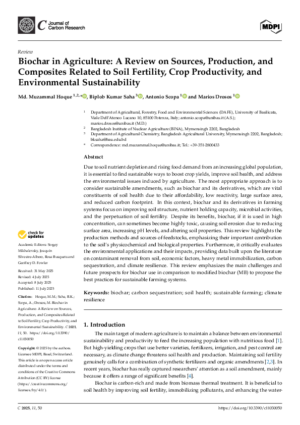 (PDF) Biochar in Agriculture: A Review on Sources, Production, and ...