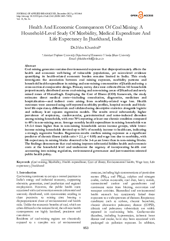 (PDF) Health And Economic Consequences Of Coal Mining: A Household ...
