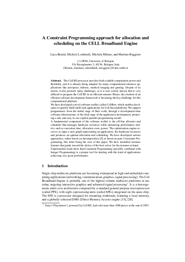 (PDF) A constraint programming approach for allocation and scheduling ...