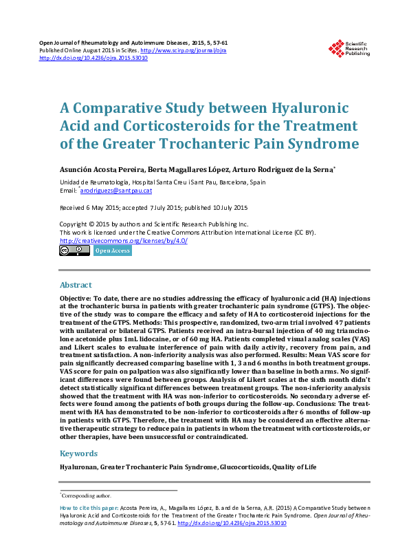 (PDF) A Comparative Study between Hyaluronic Acid and Corticosteroids ...