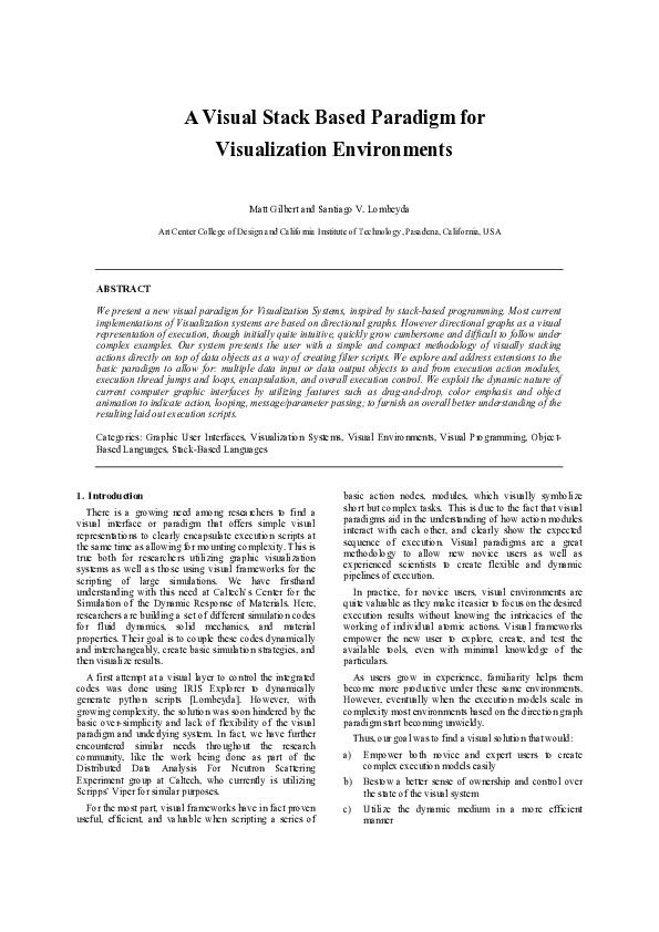 (PDF) A Visual Stack Based Paradigm for Visualization Environments