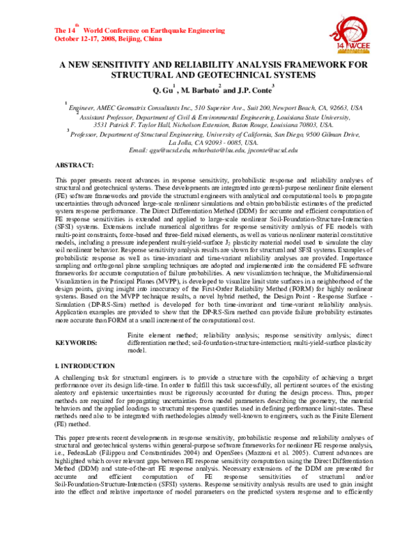(PDF) A NEW SENSITIVITY AND RELIABILITY ANALYSIS FRAMEWORK FOR ...