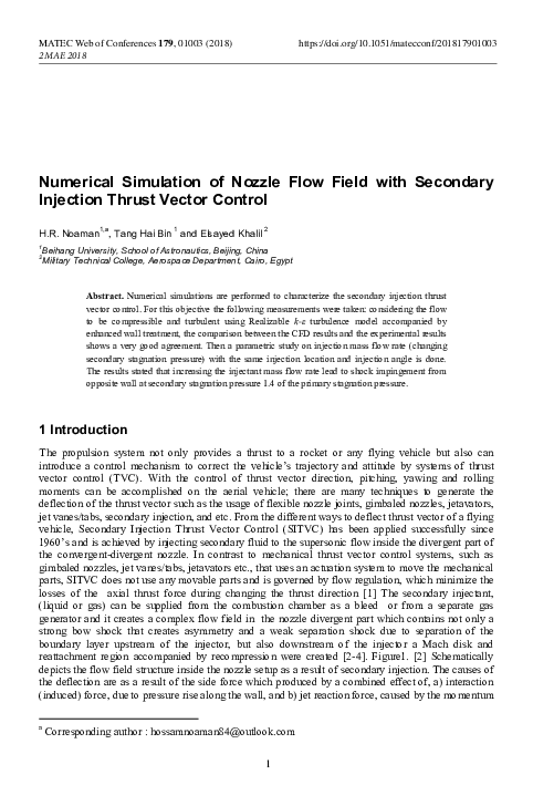 (PDF) Numerical Simulation of Nozzle Flow Field with Secondary ...