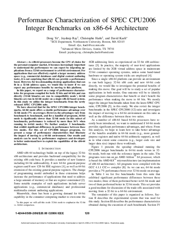 (PDF) Performance Characterization of SPEC CPU2006 Integer Benchmarks ...
