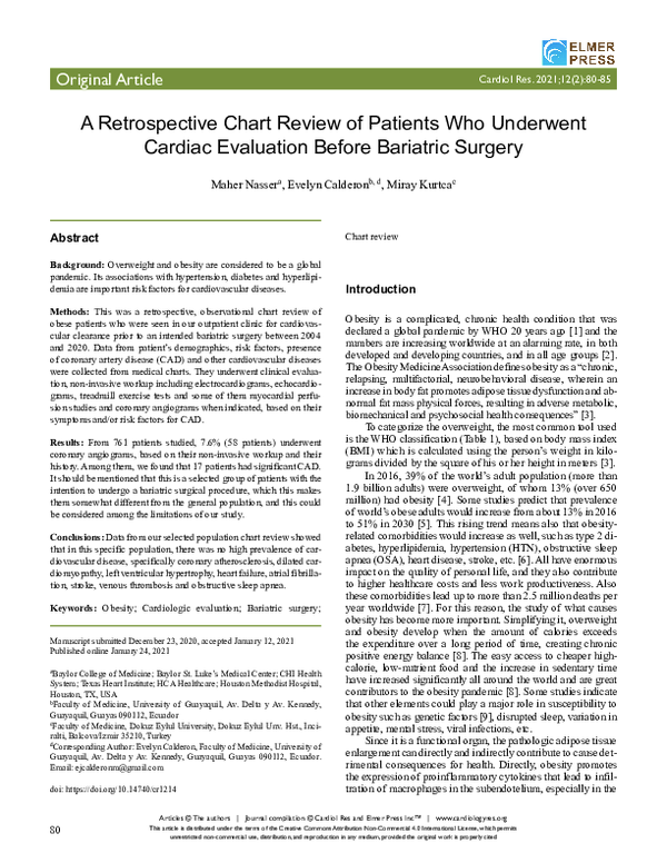 (PDF) A Retrospective Chart Review of Patients Who Underwent Cardiac ...