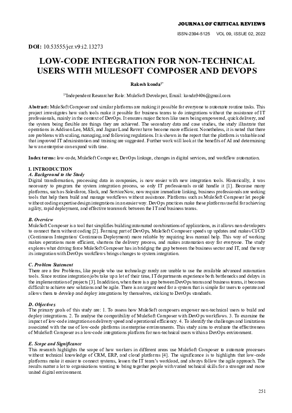 (PDF) LOW-CODE INTEGRATION FOR NON-TECHNICAL USERS WITH MULESOFT ...