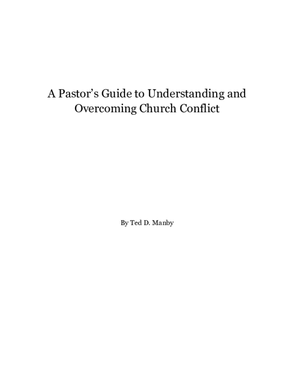 (PDF) A Pastor's Guide to Understanding and Overcoming Church Conflict