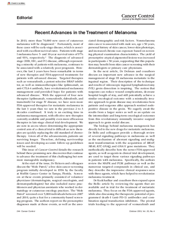 (PDF) Recent Advances in the Treatment of Melanoma