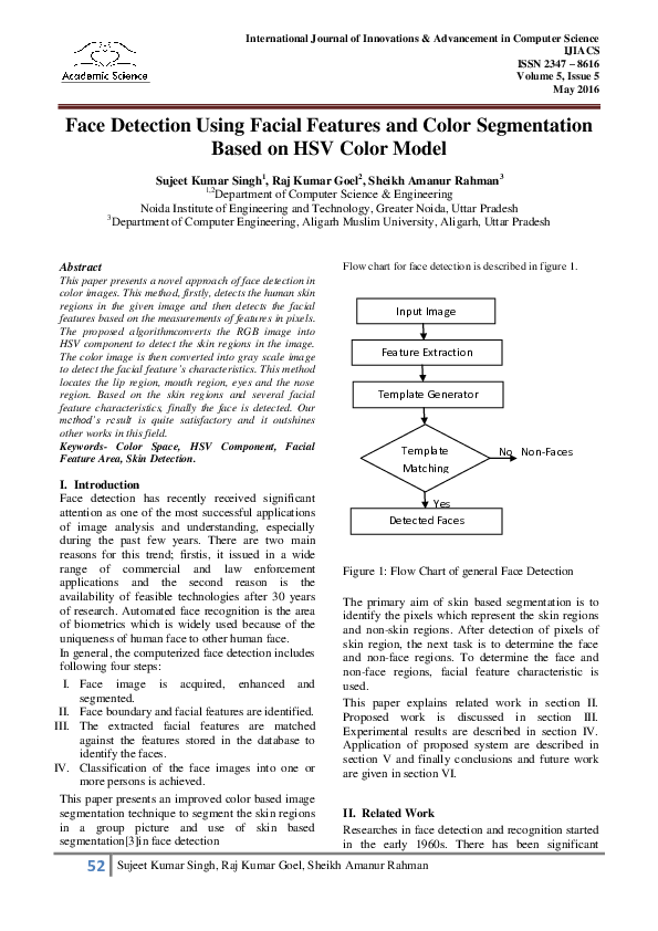 (PDF) Face Detection Using Facial Features and Color Segmentation Based ...