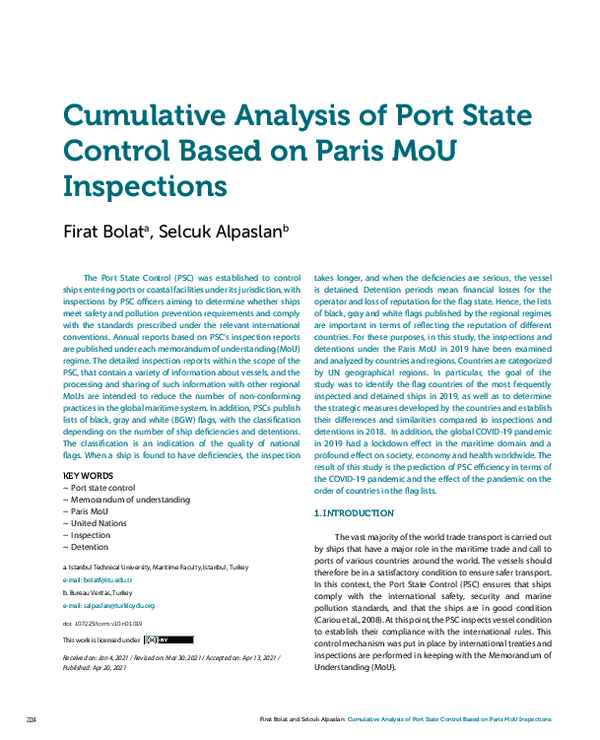 (PDF) Cumulative Analysis of Port State Control Based on Paris MoU ...