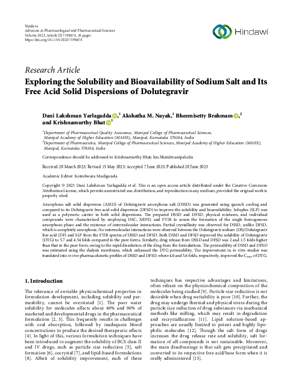 (PDF) Exploring the Solubility and Bioavailability of Sodium Salt and ...