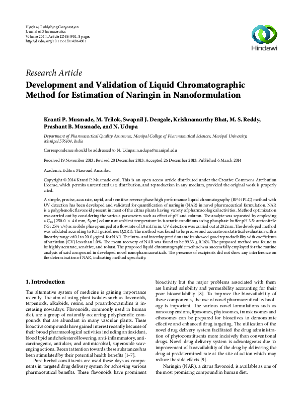 (PDF) Development and Validation of Liquid Chromatographic Method for ...