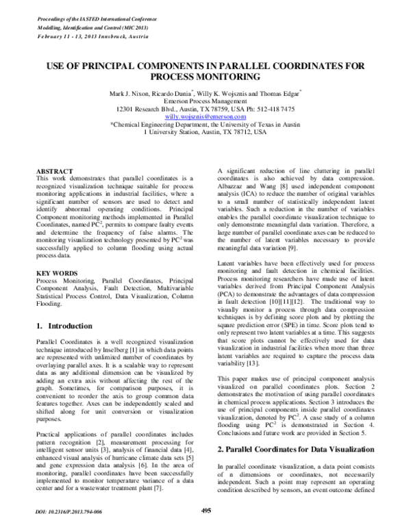(PDF) Use of Principal Components in Parallel Coordinates for Process ...