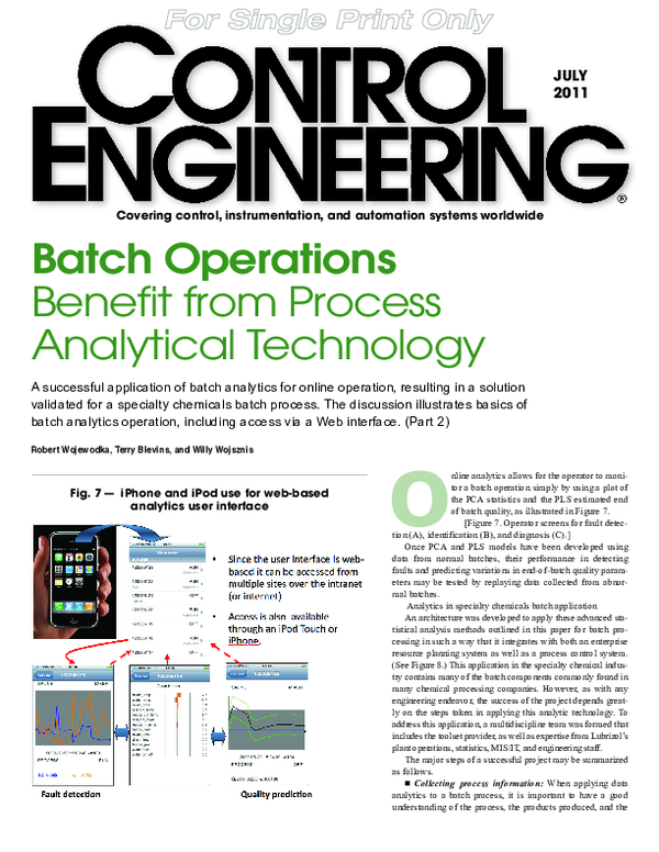 (PDF) Batch Operations Benefit from Process Analytical Technology