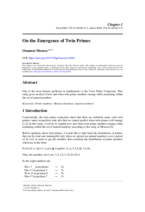 (PDF) On the emergence of twin primes