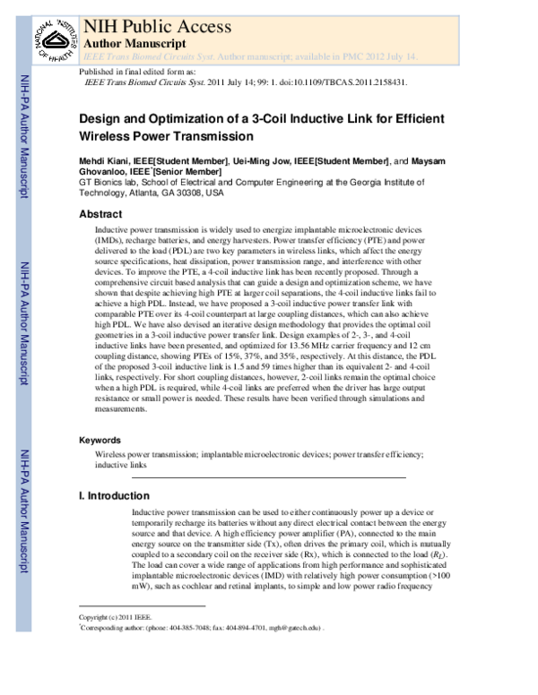 (PDF) Design and Optimization of a 3-Coil Inductive Link for Efficient ...