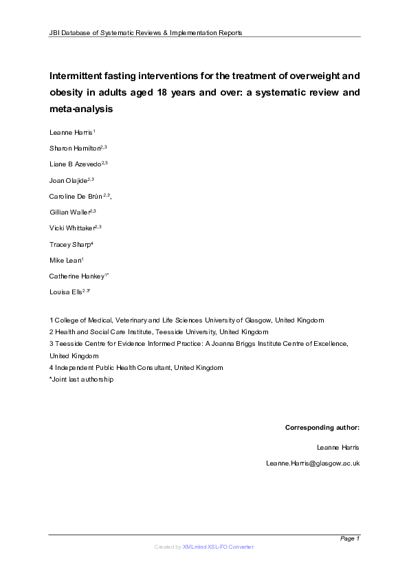(PDF) Intermittent fasting interventions for the treatment of ...