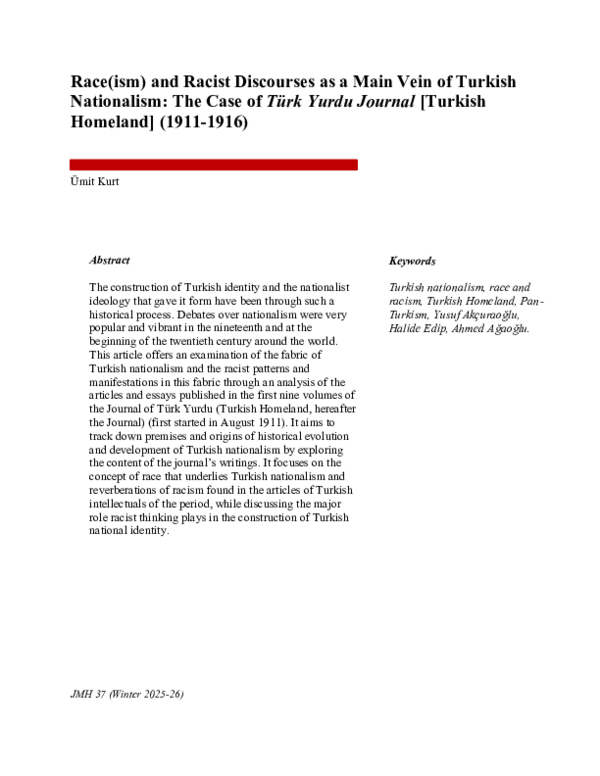 (PDF) Race(ism) and Racist Discourses as a Main Vein of Turkish ...