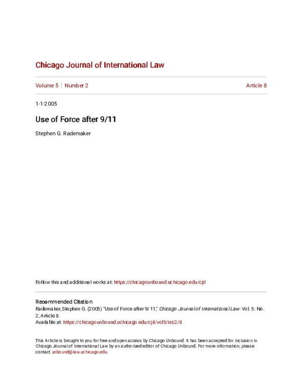 (PDF) Use of Force after 9/11