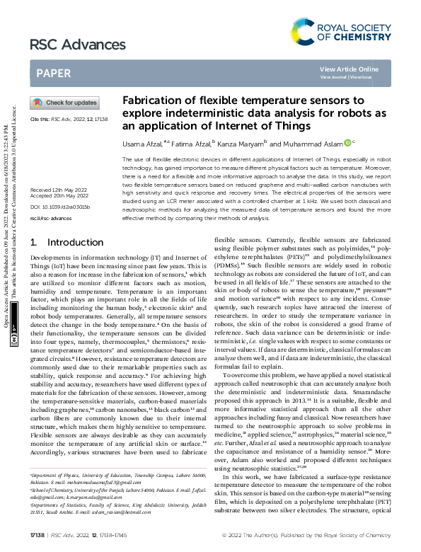 (PDF) Fabrication of flexible temperature sensors to explore ...
