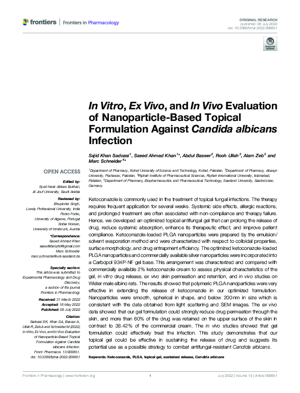 (PDF) In Vitro, Ex Vivo, and In Vivo Evaluation of Nanoparticle-Based ...
