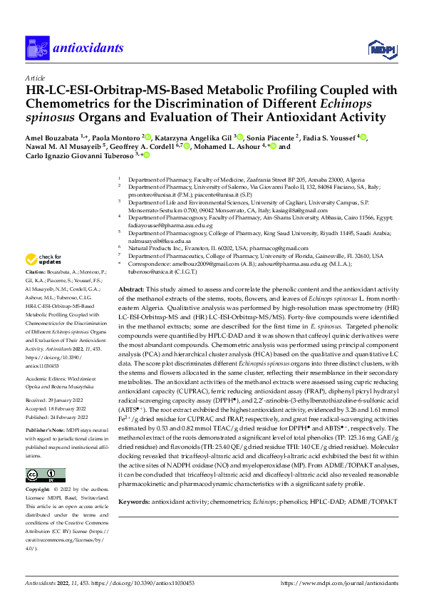 (PDF) HR-LC-ESI-Orbitrap-MS-Based Metabolic Profiling Coupled with ...