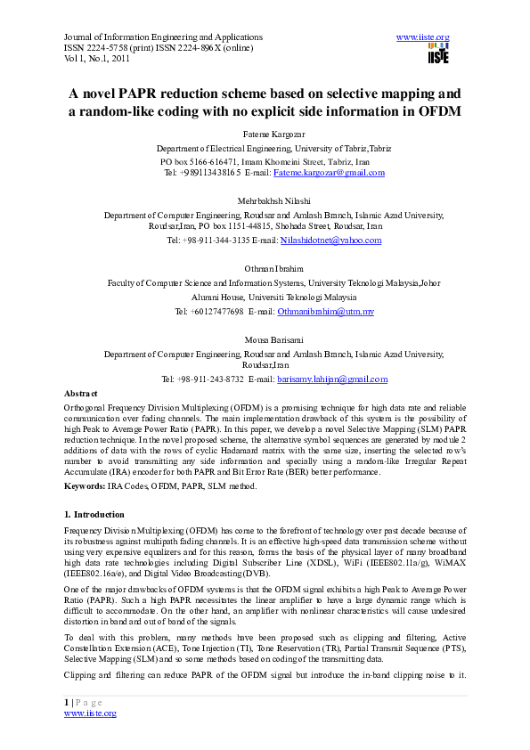 (PDF) 11. A novel PAPR reduction scheme based on selective mapping and ...
