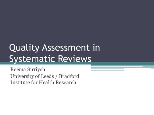(PPT) Quality Assessment in Systematic Reviews