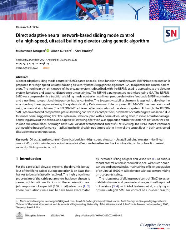 (PDF) Direct adaptive neural network-based sliding mode control of a ...