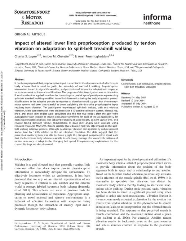 (PDF) Impact of altered lower limb proprioception produced by tendon ...