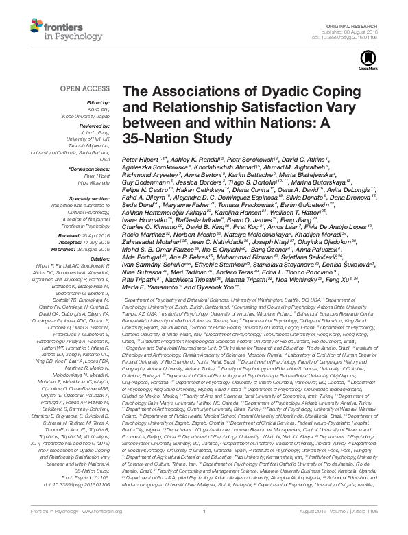 (PDF) The Associations of Dyadic Coping and Relationship Satisfaction ...