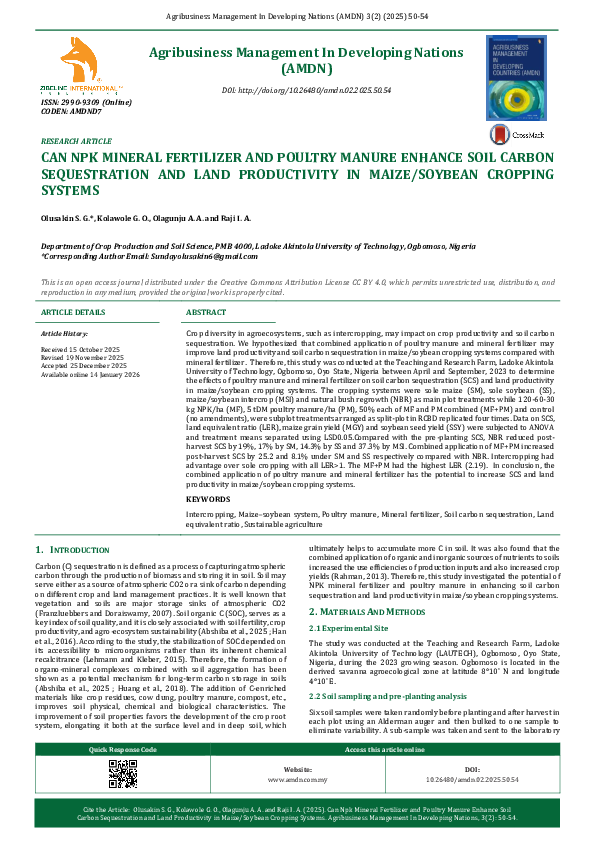 (PDF) CAN NPK MINERAL FERTILIZER AND POULTRY MANURE ENHANCE SOIL CARBON ...