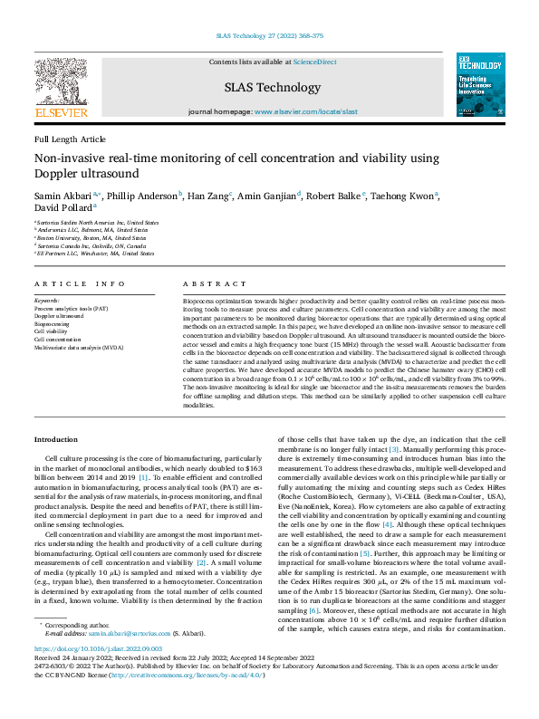 (PDF) Non-invasive real-time monitoring of cell concentration and ...