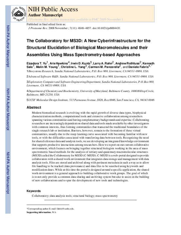 (PDF) The Collaboratory for MS3D: A New Cyberinfrastructure for the ...
