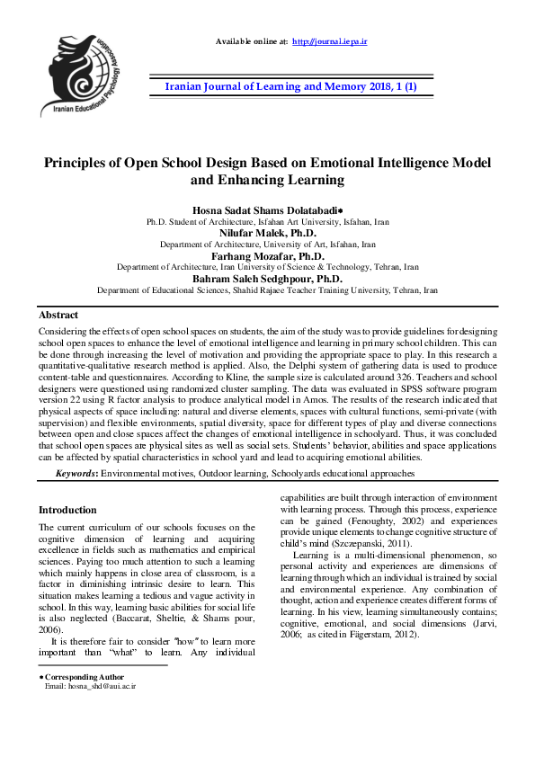 (PDF) Principles of Open School Design Based on Emotional Intelligence ...