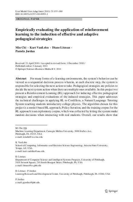 (PDF) Empirically evaluating the application of reinforcement learning ...