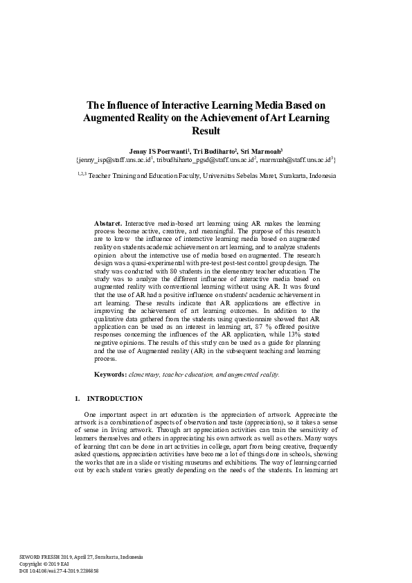 (PDF) The Influence of Interactive Learning Media Based on Augmented ...